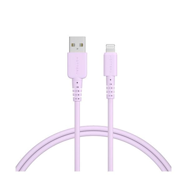 （まとめ） オウルテックMOTTERU A to Lightning シリコンケーブル ペールアイリス 1m MOT-SCBALG100-PU 1本 [x3セット]