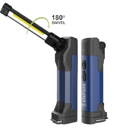 EXPLORER ワークライト(ZF6620) 180度回転 LEDライト 作業灯 マグネット付き 折りたたみ式 充電式 COBライト 懐中電灯 キャンプ 修理 緊急時 屋外 屋内