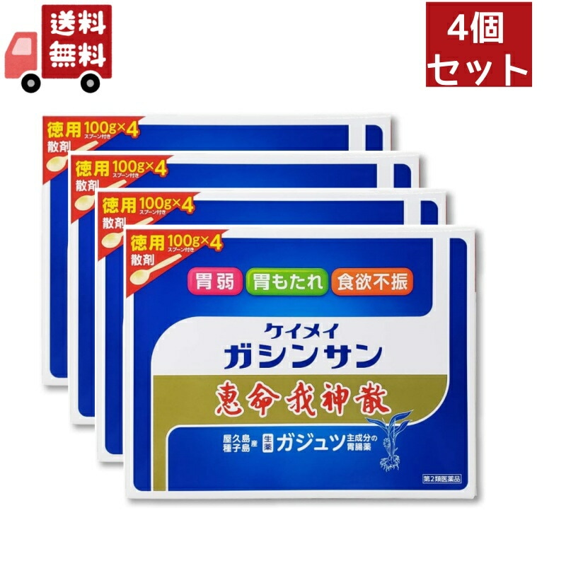 4個セット【第2類医薬品】恵命我神散 けいめいがしんさん 散剤 徳用 100g4 スプーン付き