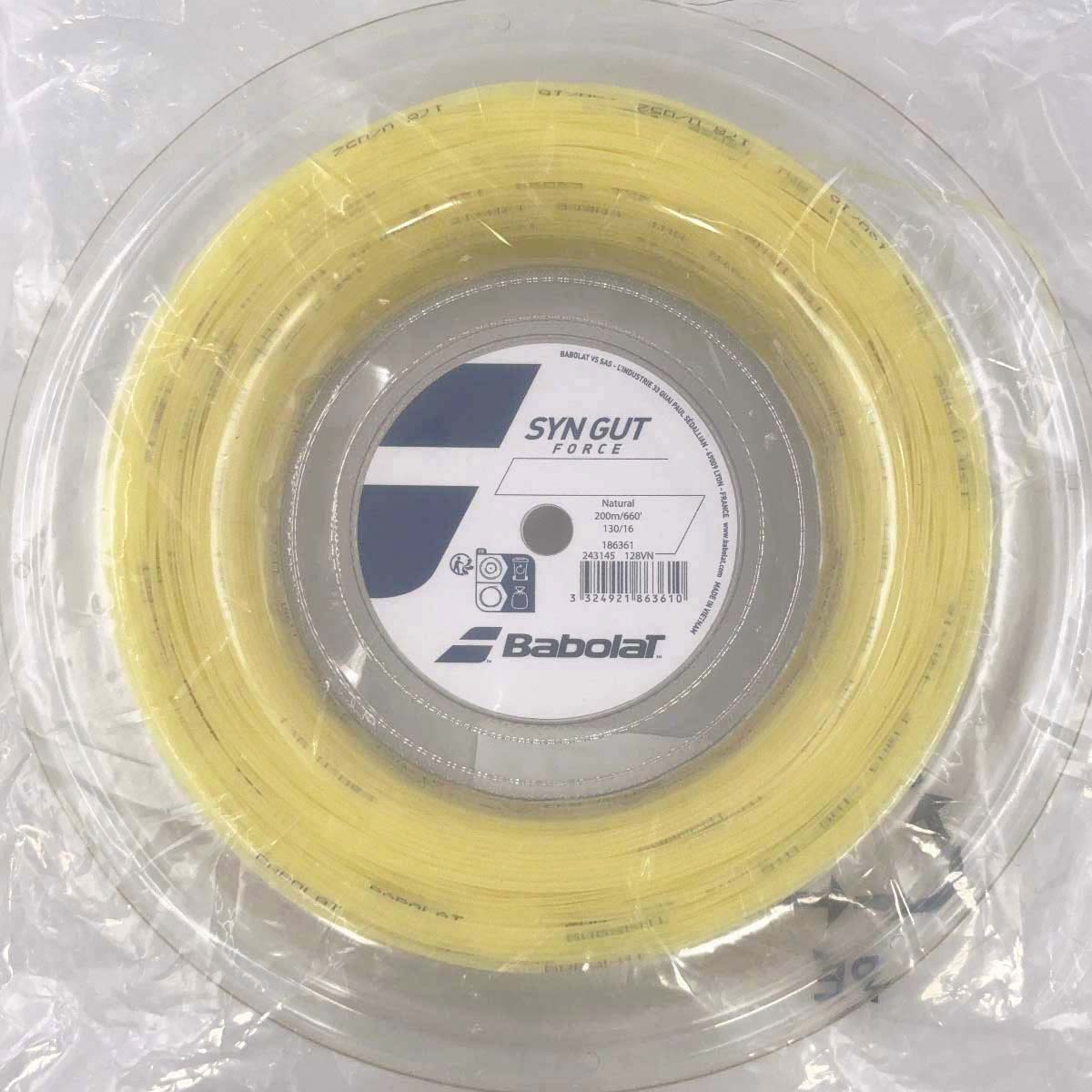 【中古・未使用品】バボラ Syn Gut Force 130 シンガット フォース 硬式テニス ストリング ガット 200m ロール ナチュラル 243145 BABOLAT 1.30mm