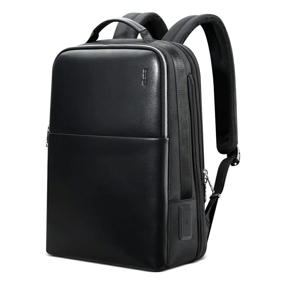 お得な価格リュック メンズ 容量追加 ビジネスリュックUSB充電ポート搭載 皮 バックパック大容量 通勤 防水リュック 通学 15.6インチパソコン対応 ブラック おしゃれ BOPAI