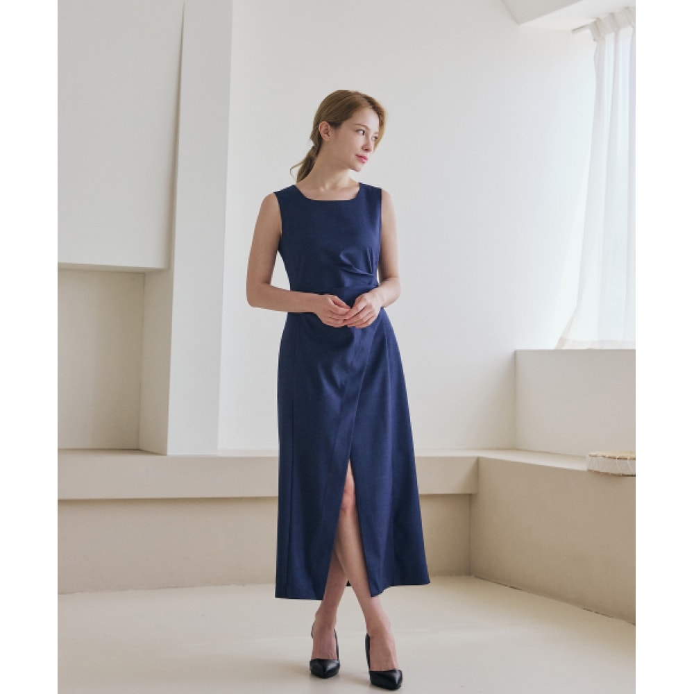 BELLEMA ドレープラップノースリーブドレス