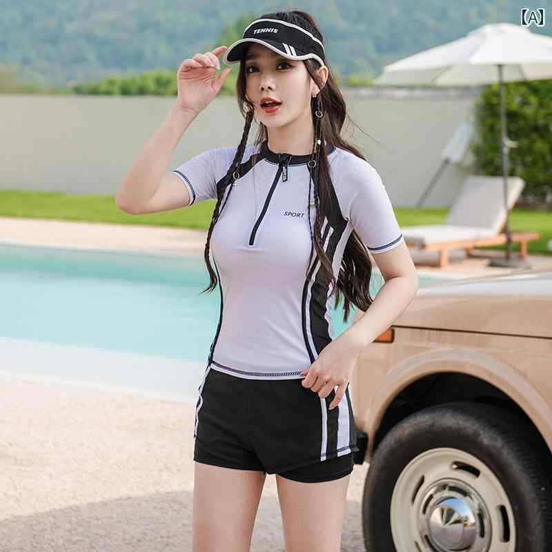 水着 女性用 サーフィン 日焼け防止 速乾 ウェットスーツ 男性用 スプリット 半袖 プロ シュノーケリング カップル用