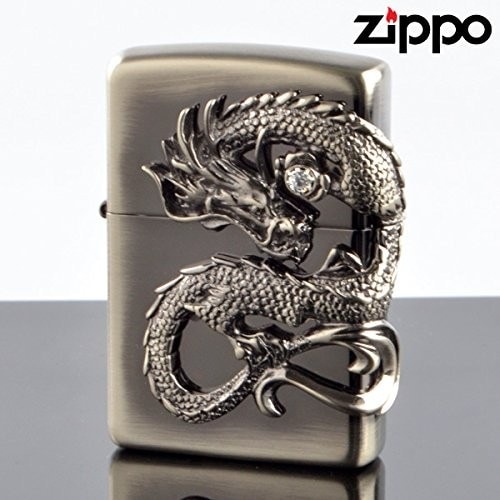 【即納】 正規品 ZIPPO ジッポー 龍サイドメタル ドラゴン DS-NI ニッケル鍮古美 #200レギュラー オイルライター メール便発送