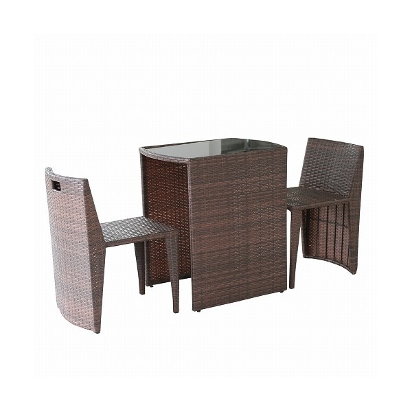 住まいスタイル ラタン調コンパクトテーブル3点セット リゾモダン ブラウン CP001-3PSET-BRN メーカー直送