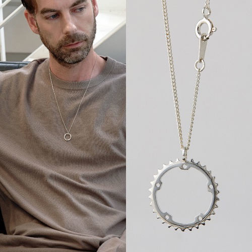 [韓国の人気芸能人着用] [ユンサナ着用] 自転車チェーンリングシルバーネックレス (All 92.5 silver) 韓国ジュエリー カスタムジュエリー