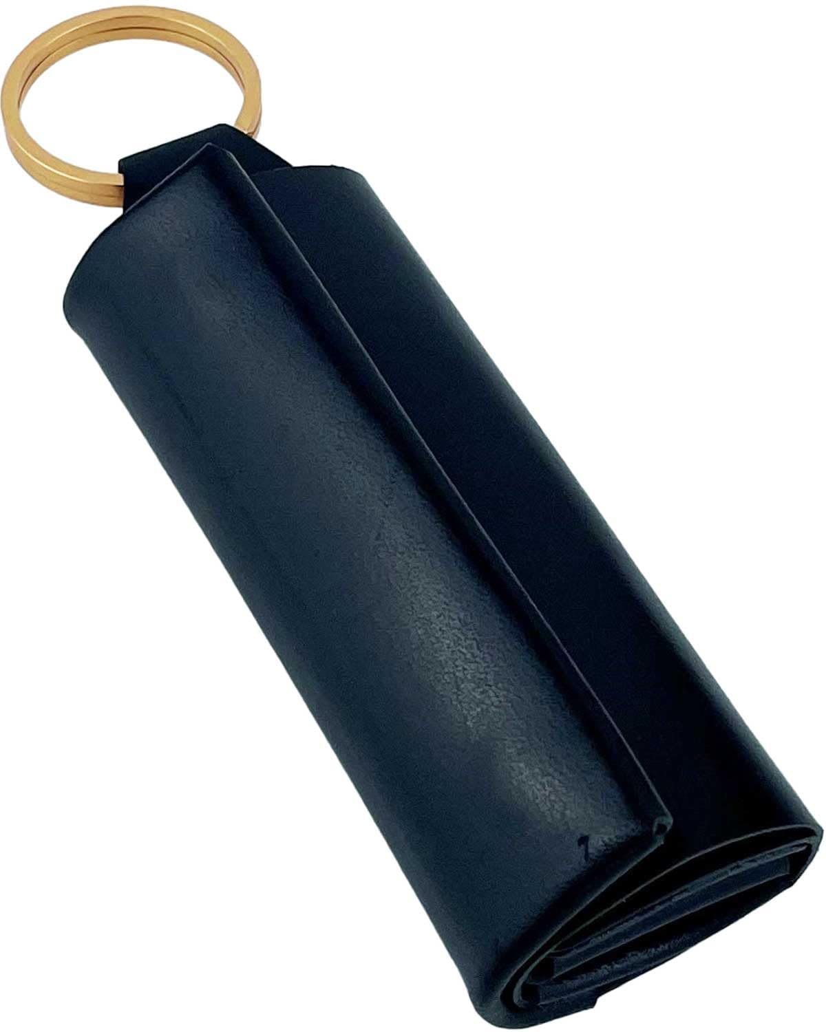 [クリフ] 財布 ウォレット メンズ ミニ財布 小さい財布 コンパクト 日本製 本革 真鍮(キーリング-ネイビー)