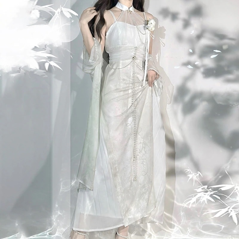 【フルセット】デザイン煙雨江南新韓国cos元素改良首掛けワンピース2点セット 10,926円