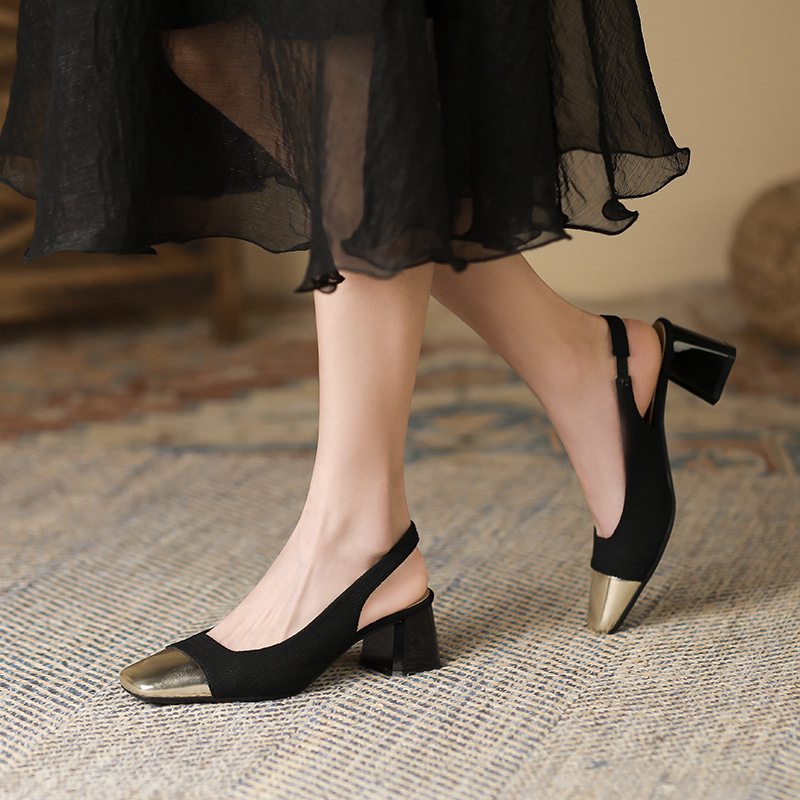 []痛くない 歩きやすい 走れる パンプス バックストラップ サンダル ローヒール 5cmヒール ストラップ レディース パンプス ポインテッドトゥ 小さい 大さい サイズ