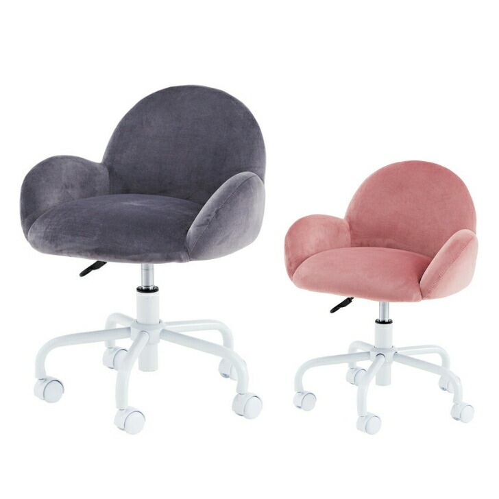 デスクチェア RKC-401 オフィスチェア 椅子 チェア 昇降機能 回転式 キャスター付き スチール リビング 可愛い グレー ピンク