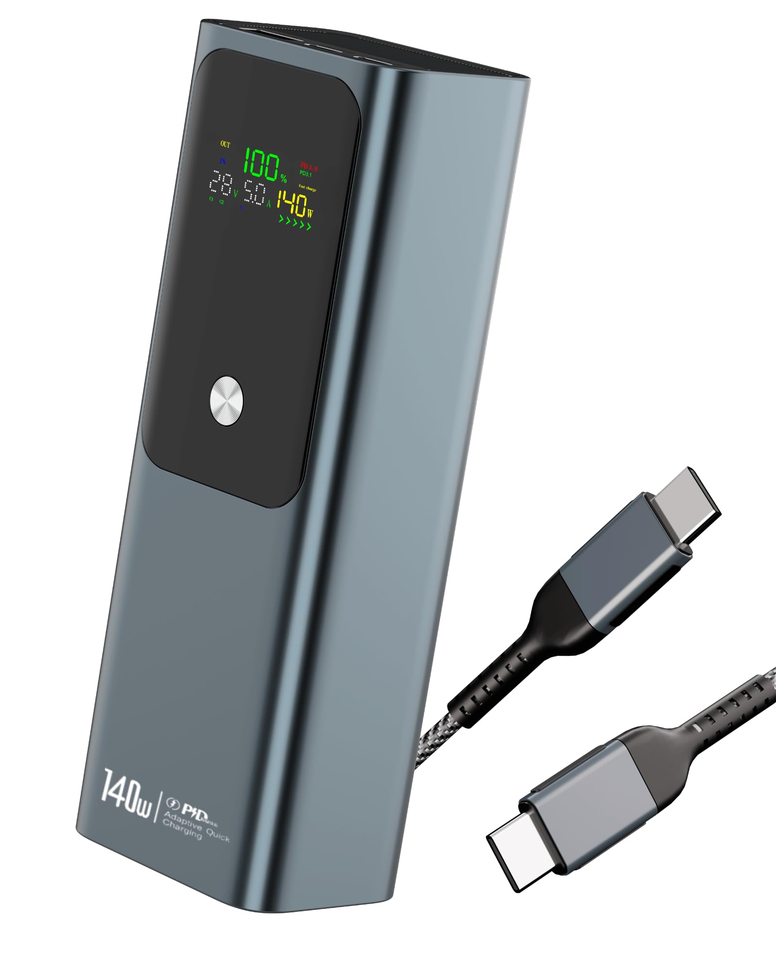 Raydyn 27000mAh 140W モバイルバッテリー 同時充電 携帯バッテリー スマホ充電器 LCD残量表示 大容量 持ち運び便利 携帯充電器 全機種対応 スマホ充電器 コンパクト パワーバン