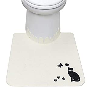 ファッションなデザイン トイレマット ずれない サンコー 床汚れ防止 K 日本製 おくだけ吸着 5560cm ネコ 猫 消臭 トイレマット