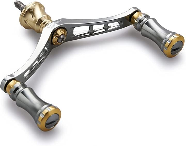 92mm リール ハンドル 15mm ノブ 搭載 シマノ ダイワ 通用 スピニングリール用 Chess Series ガンメタル＆ゴールド(ガンメタル(ハンドル)/ガンメタル＆ゴールド)