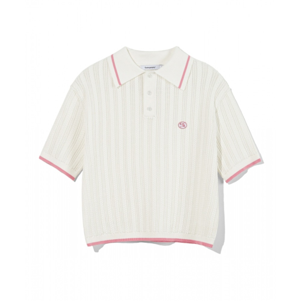 CODEGRAPHY WAVE ロゴ ケーブルカラー 半袖ニット_ホワイト 6,073円