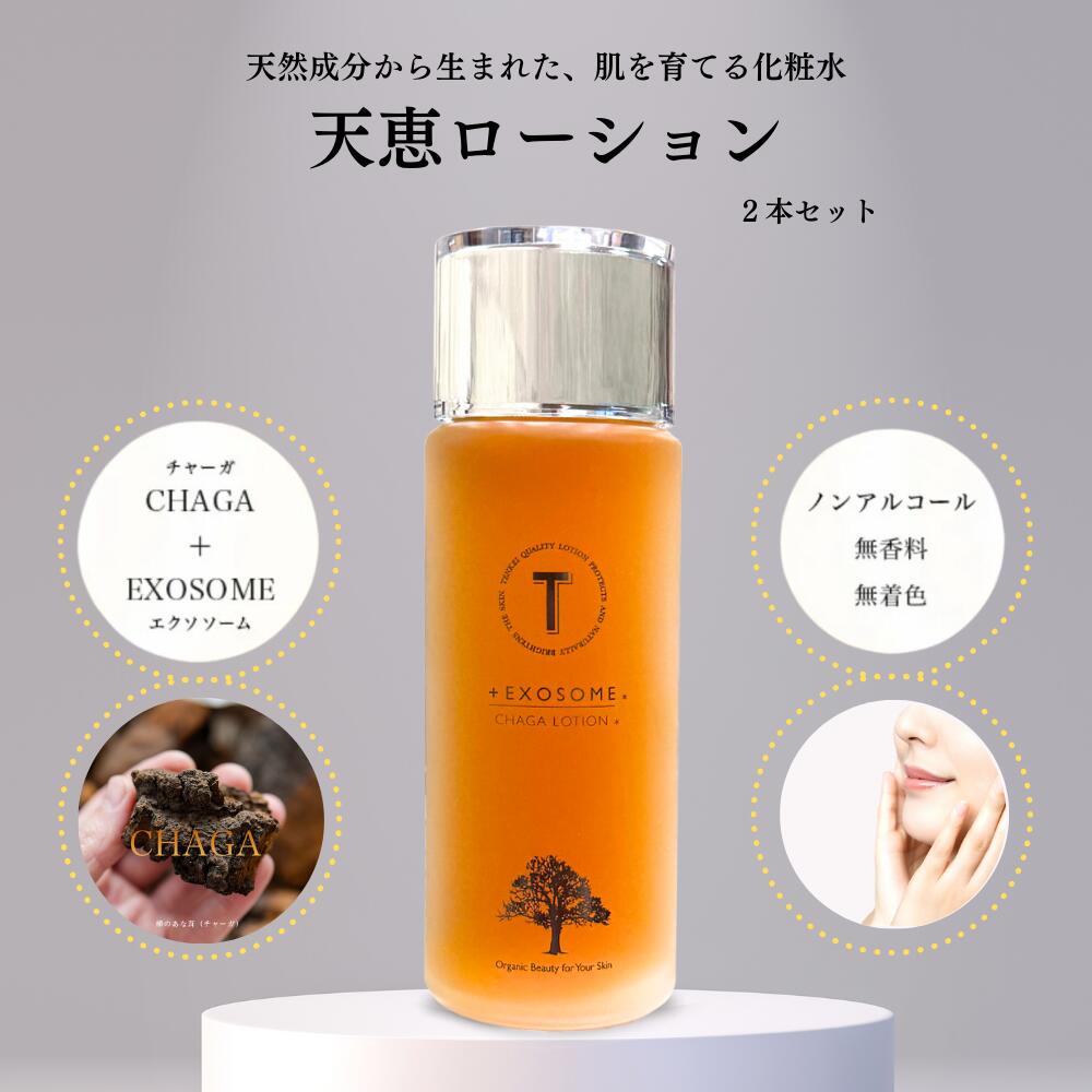 天恵ローション 樺のあな茸エキス チャーガ 化粧水 エクソソーム 無香料 無着色 100ml プラスケア 公式 2本セット 森のダイヤモンド カバノアナタケ 配合