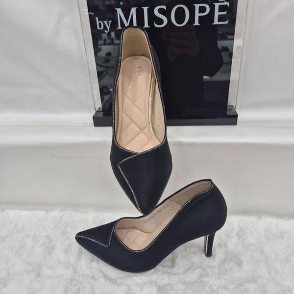 By 女性 ビーズ装飾 ハイヒール 112HT331FY007 BLACK 4 JJ
