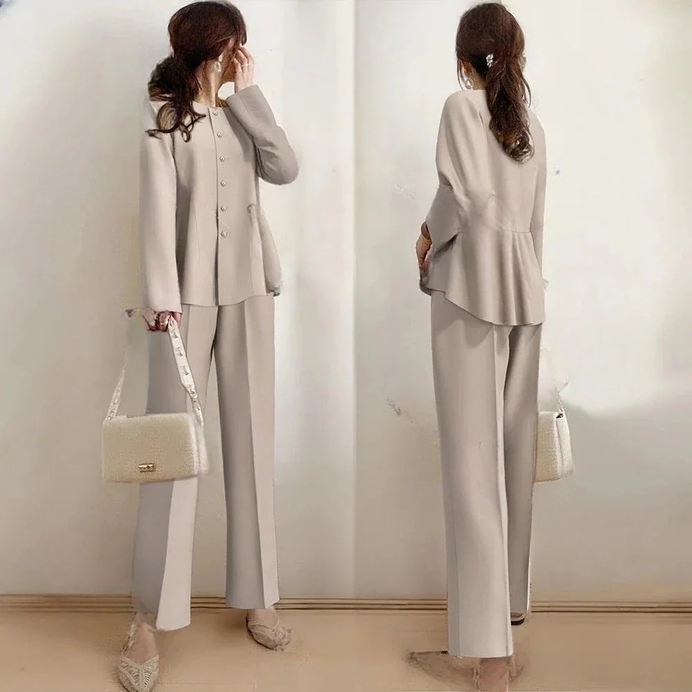 卒業式ママスーツセットアップパンツスーツセットアップレディーススーツ秋春春卒業式ワイドパンツテーラードママスーツ入園式入学式卒園式フォーマルOL2030