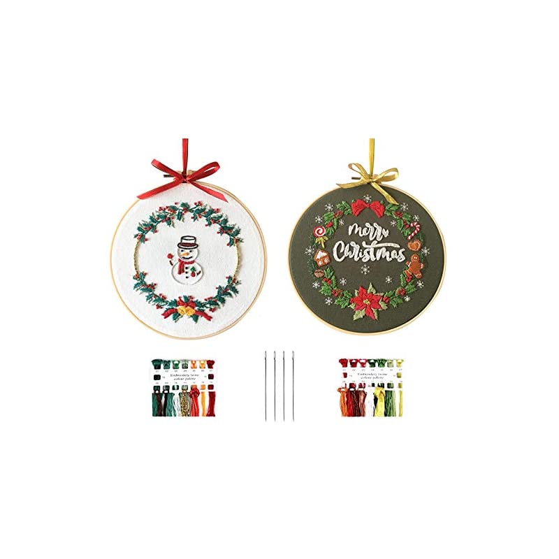 【即納】刺繍キット 刺しゅう クリスマス飾り クロスステッチキット 初心者向け DIY 手作り 刺繍枠2本 内径約20CM 刺繍糸 刺繍用布2枚 刺繍工具 初心者学ぶ