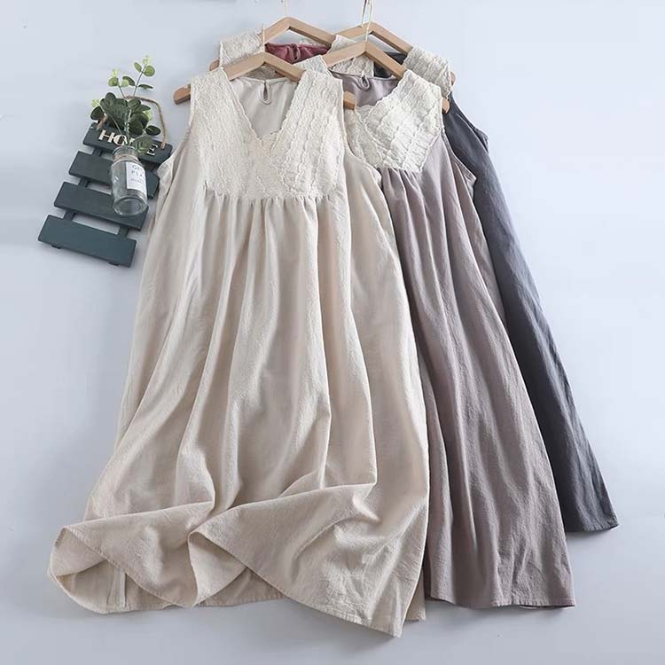 希少アイテムワンピース ノースリーブワンピース レディース 綿麻風 リネン コットン ワンピ ノースリーブ 袖なし ゆったり 大人 マキシ丈ワンピース 体型カバー 韓国ファッション ロングワンピース