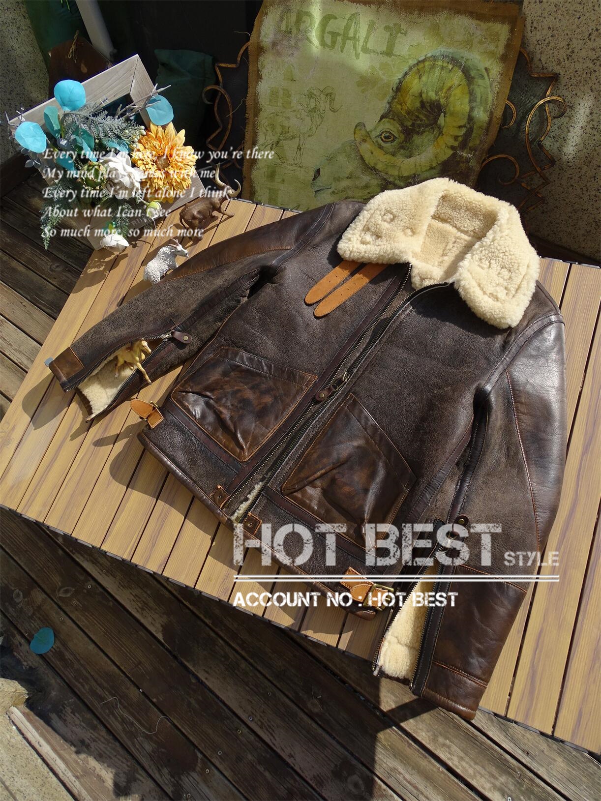 カウハイド&シープスキン 復刻40s TYPE B-3 ムートンフライトジャケット メンズ 革ジャン WWII B-17 メンフィス・ベル 牛革 羊革