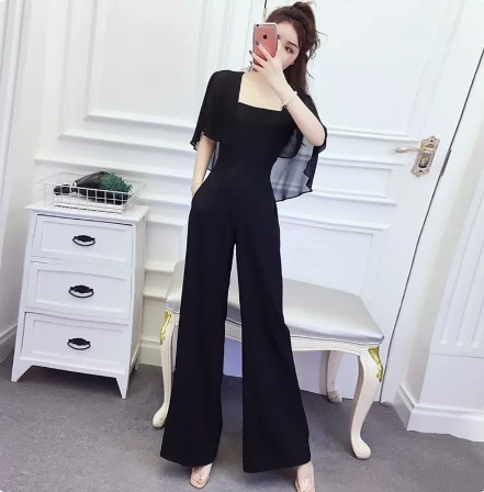 オールインワン ストレートパンツ ファスナー 袖あり 半袖 レース ストレート ワイド モノトーン ポリエステル かわいい カジュアル おしゃれ お洒落 レトロ こなれ感 ラフ メンズライク