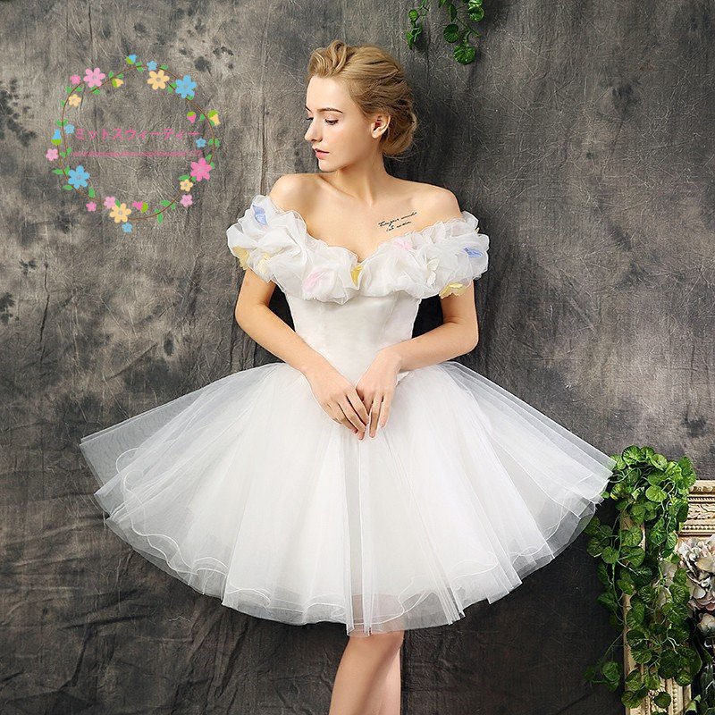 ウエディングドレス ミニドレス 白 安い 結婚式 シンプル ワンピース 発表会 パーティードレス 披露宴 花嫁 二次会 フォーマル ブライダル ステージ