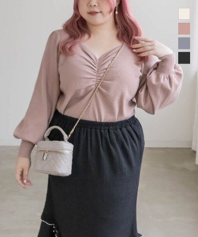 大きいサイズ レディース LL 3L 4L XL XXL XXXL CLETTEオリジナルハートネックシャーリングニット