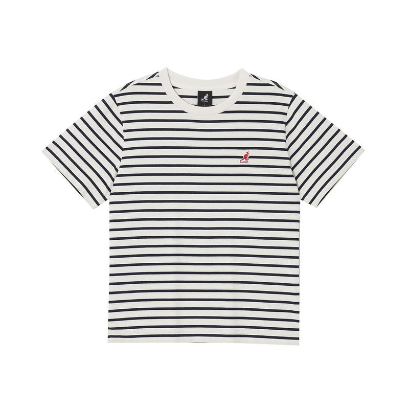 ウィメンズ エッセンシャル ストライプ 半袖Tシャツ 2767 ネイビー (KREWST27670)