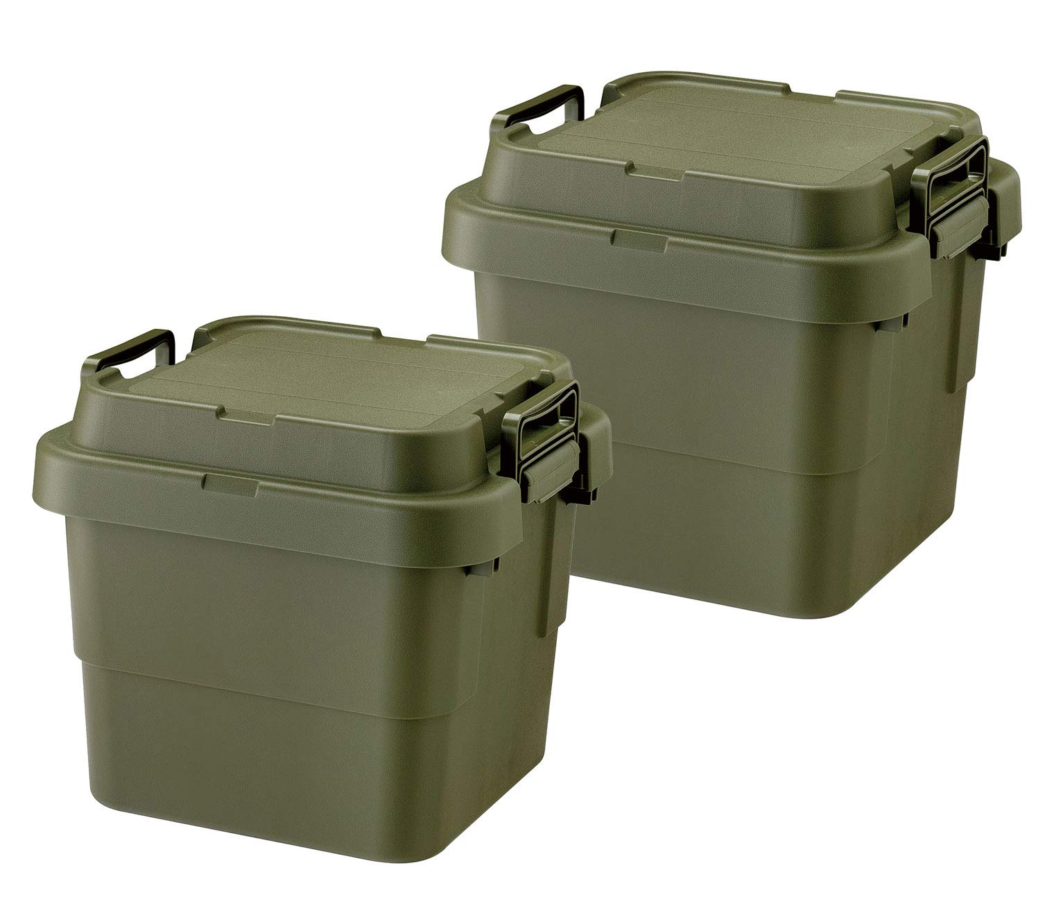 リス(RISU) 収納ボックス トランクカーゴ 30L グリーン 日本製 TC-30S 2個セット コンテナ ボックス スタッキング 屋外収納 キャンプ 防水 GHON103