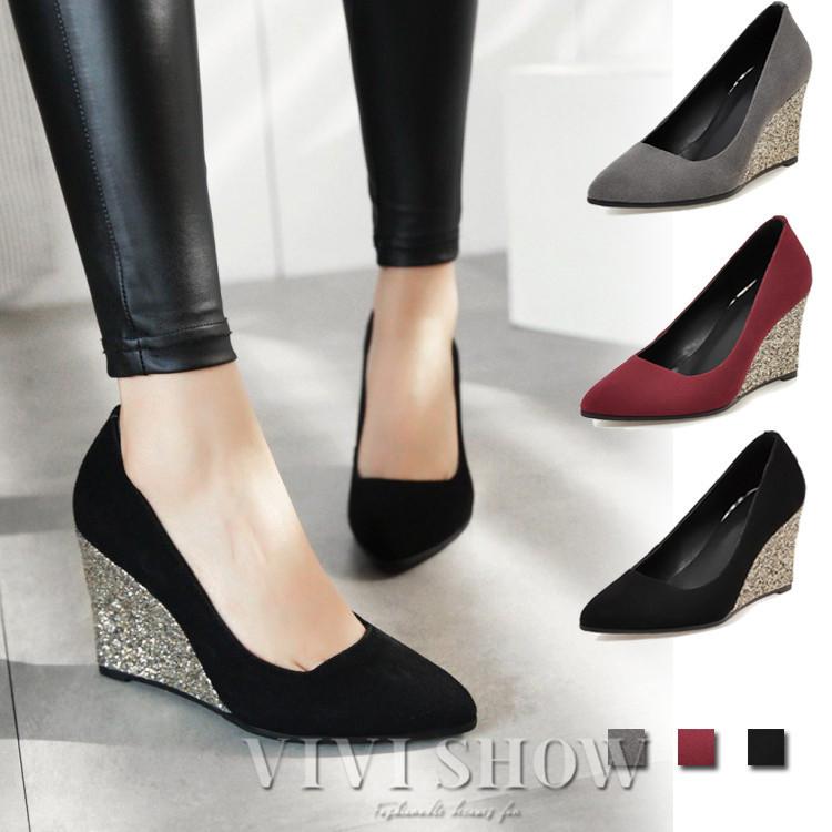 【SNS大人気】レディース歩きやすいウェッジソール パンプス 8.5cmヒール 痛くない 上品 通勤用 仕事 卒業式 優雅靴vivishow