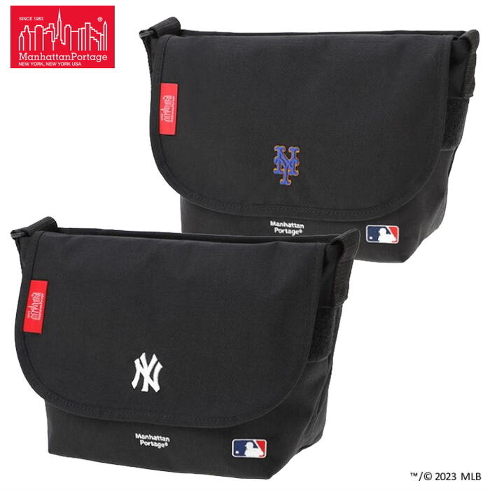 正規品　MLB カジュアル メッセンジャー バッグ JR MLB ヤンキース メッツ ブラック 1605-MLB BLK