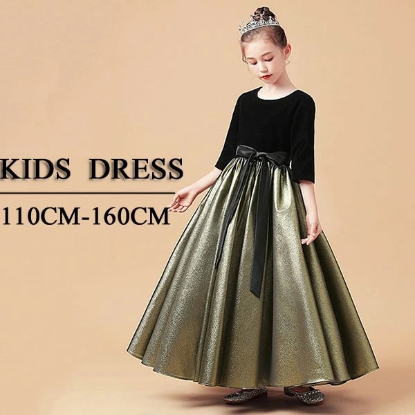 ピアノ発表会 ドレス 中学生 ワンピース ジュニアドレス 七五三 キッズドレス 子供ドレス 五分袖 かわいい お姫様 ベルベット エレガント 女の子 結婚式 フォーマル 大人っぽい 誕生日 フレアスカ 9,023円