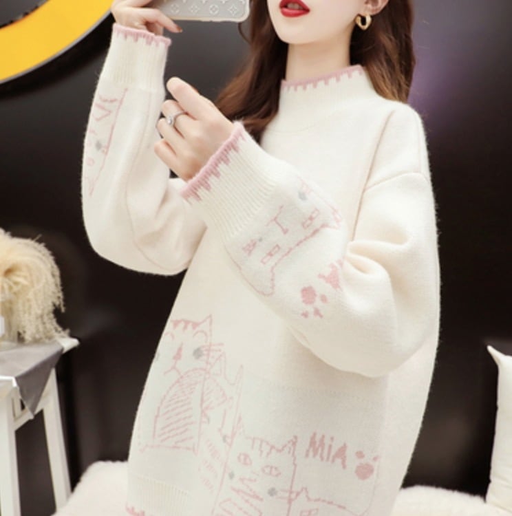 トップス デート カットソー ニットソー セーター プルオーバー 袖あり 長袖 かわいい 大人可愛い きれいめ シンプル カジュアル 大人 上品 おしゃれ お洒落 かっこいい レトロ 大人女子