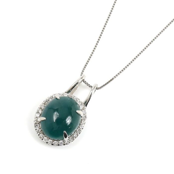 Pt900/850 グランディディエライト3.67ct ネックレス ダイヤモンド0.19ct 4.0g -45cm フリーチェーン レディース 中古 美品