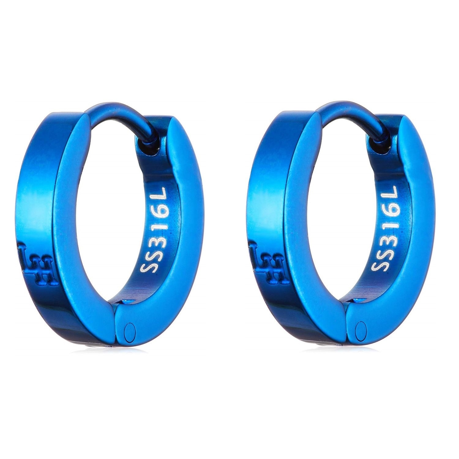 ピアス ２点セット 両耳用 フープ ブルー LHMP006NBL サージカルステンレス メンズ 男性 ギフト プレゼント おすすめ 誕生日 クリスマス バレンタイン お祝い