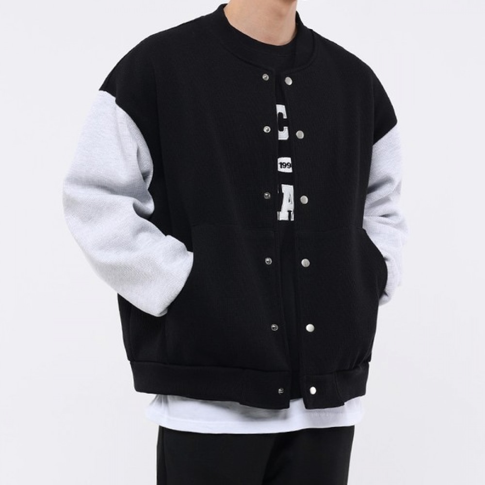 (TOPBOY) カジュアルワッフルオーバーフィットスタジアムジャケット (NS604)