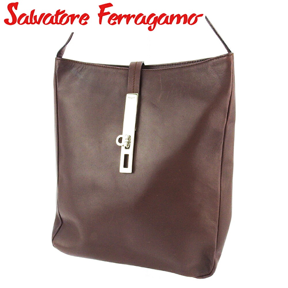 ショルダーバッグ ワンショルダー バッグ ガンチーニ レディース メンズ ブラウン シルバー 中古