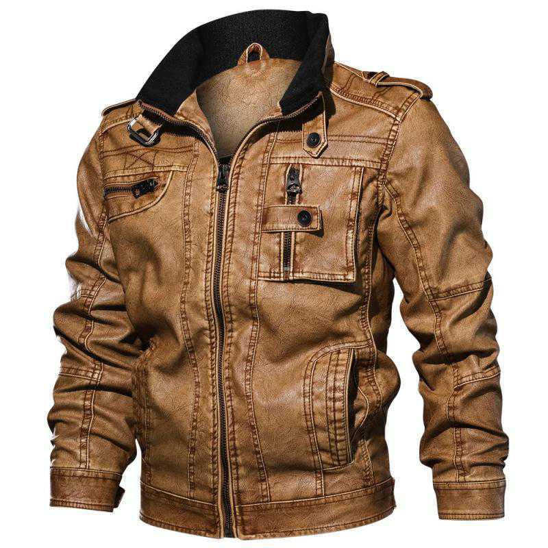 大人の魅力 ライダースジャケット 革ジャン レザー ジャケット メンズ バイクジャケット 立ち襟 ライダース シングル 防寒 防風 アウター フェイクレザー 5,510円