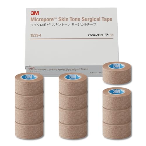 ソルベンタム サージカルテープ マイクロポア スキントーン 不織布 医療用 テープ 傷 跡 手術 後 絆創膏 25mm x 9.1m 12巻 1533-1