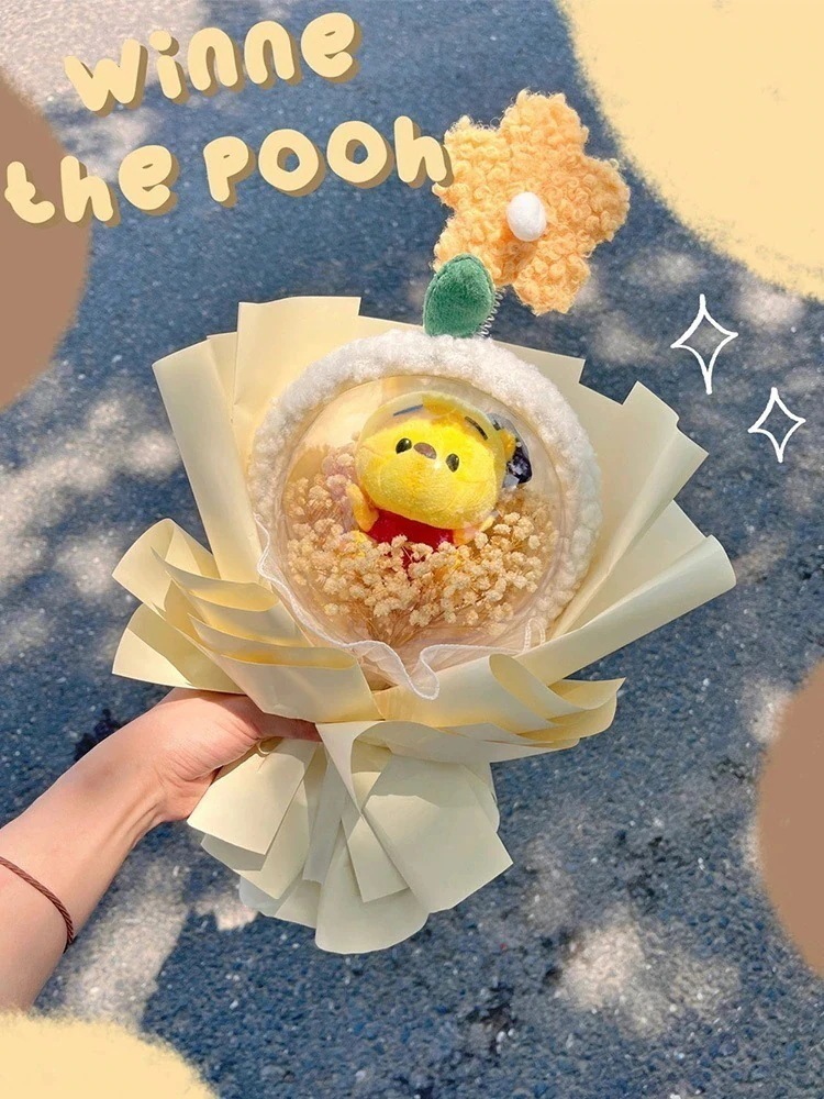 くまのプーさんぬいぐるみブーケ完成済みチャイニーズバレンタインデーガールフレンド友人親友子供への誕生日プレゼン くまのプーさん ボボボール*ヘアバンド 完成品 母の日