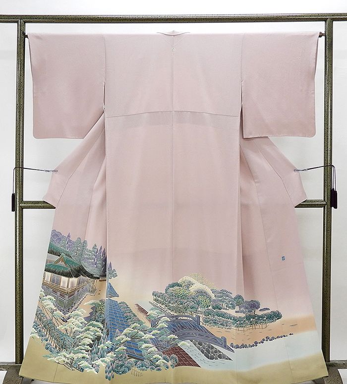 色留袖 正絹 加賀友禅 梶山伸作 身丈160.5cm 裄丈64.5cm 色留袖 一つ紋 リサイクル