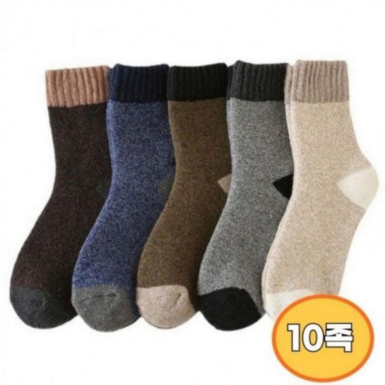 メンズ 防寒 冬用 ハイキング ミドル丈 ソックス 10足組 メンズ 防寒ソックス 厚手ソックス ハイキングソックス 作業用ソックス 男性向け ウールソックス