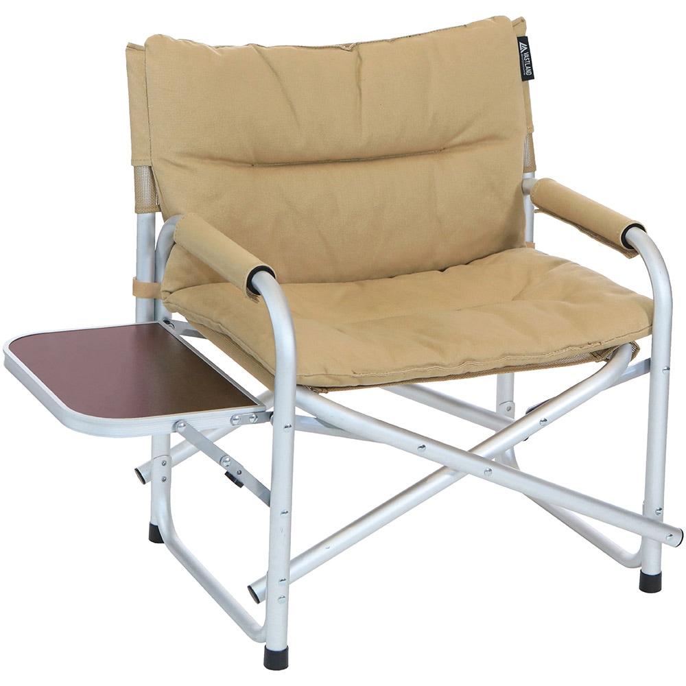 クッションカバー付き ディレクターズチェア ロータイプ キャンプチェア メッシュ生地