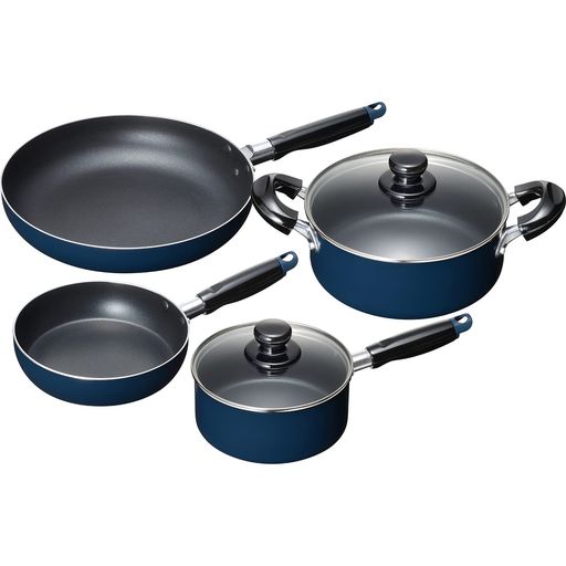 和平フレイズ お手入れ簡単 【調理器具セットG】 片手鍋 16CM & 両手鍋 20CM & フライパン 18CM・26CM セット ブルー ふっ素樹脂加工 IH・ガス対応 スティージーII MB-2