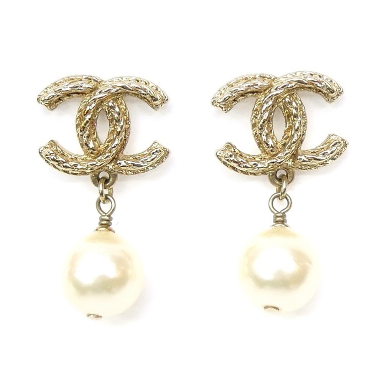 シャネル CHANEL ピアス ココマーク×フェイクパール 10A ゴールド【中古】(69684)
