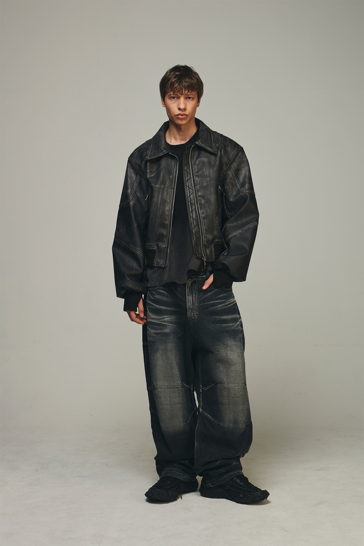 [JEMUT]★SOUNDS WIDE CARGO DENIM PANTS WallFlower Women's Tomboy Relaxed Cargo Denim Mid-Rise Insta