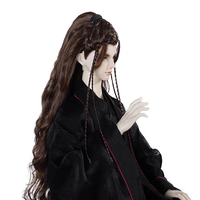 1/3 BJD ドール ウィッグ ブラック ブラウン 古風 富士額 編み入り スタイルあり ロング 小顔SD/SDサイズ球体関節人形用ウィッグ 手入れ