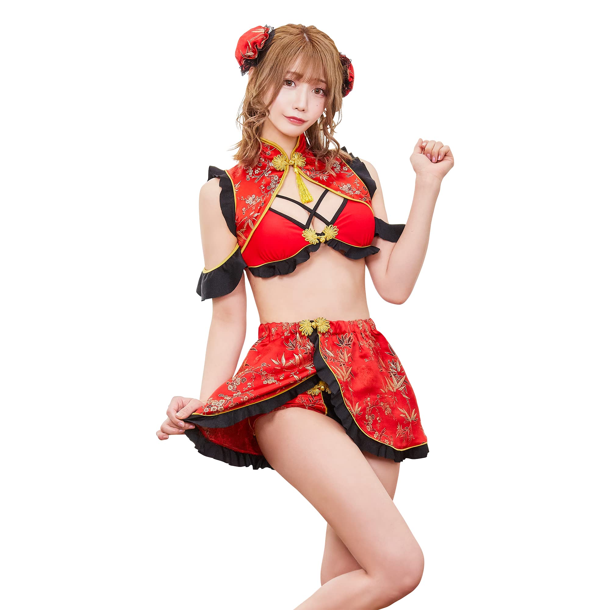 クリアストーン swimmy style コスプレ ハロウィン 水着 チャイナ レディース レッド 62276