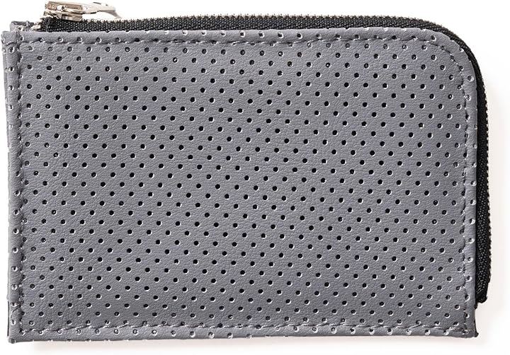 財布 キーケース コインケース メンズ レディース パンチングレザー 小さい財布 コンパクト 小銭入れ 父の日 誕生日 プレゼント( グレー)