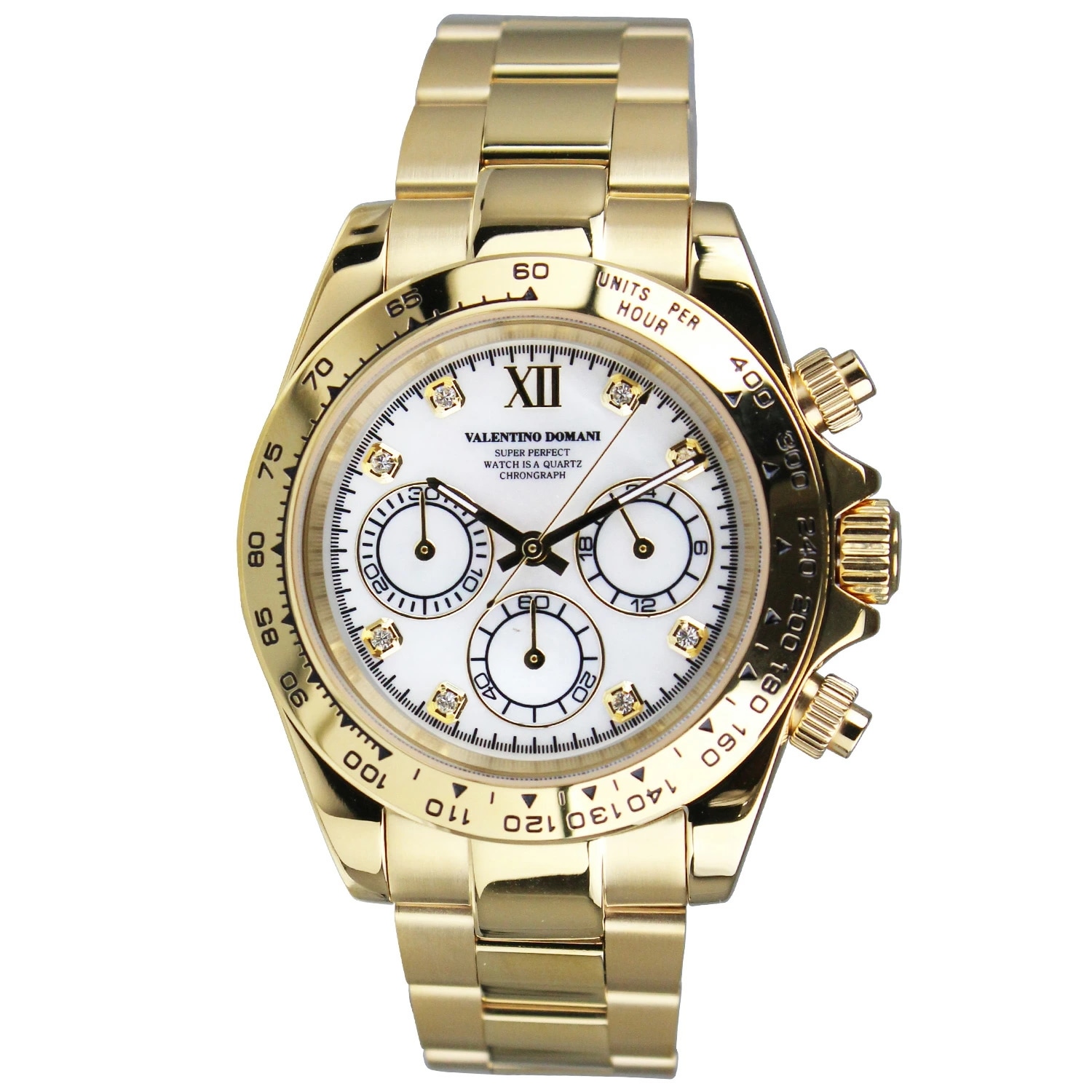 VALENTINO DOMANI (バレンチノドマーニ)メンズ 腕時計 クロノグラフ ジルコニア ゴールド GOLD 金色 VD005GW